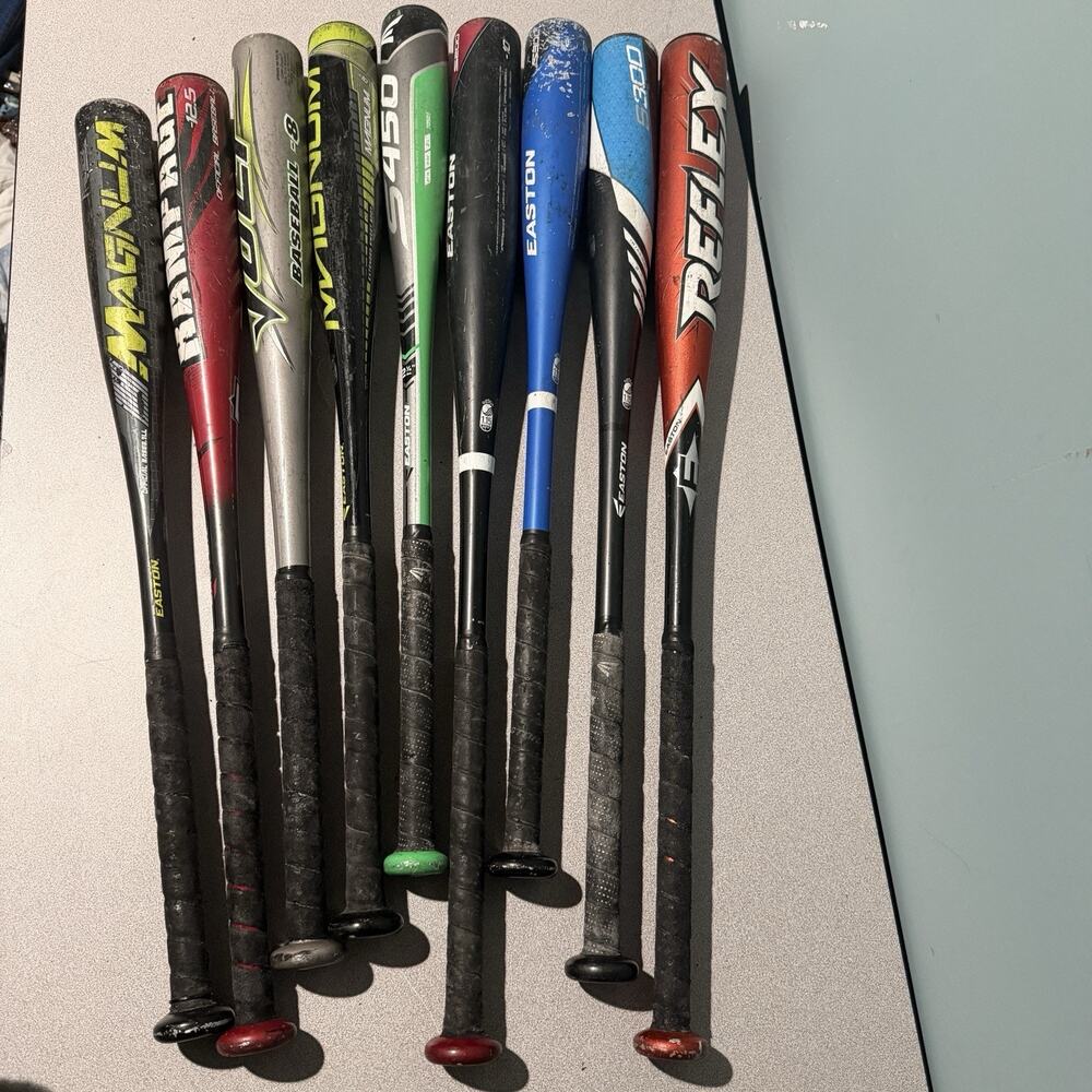 Easton Youth Baseball Alloy Bats Lot Of 9 Mixed Sizes